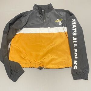 Vintage Looney Tunes Cartoon Windbreaker 1/4 Zip Jacket Kids Size XS Track